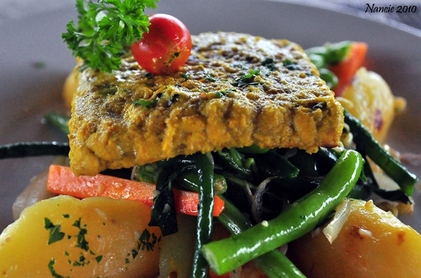 Grilled Tempe with Roasted Vegetables