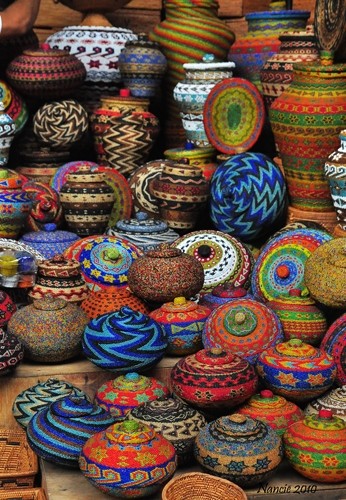 Colorful Beaded Pots