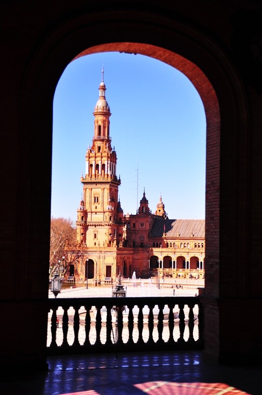 Travel Photo Thursday — February 23, 2012 — An “Arched” View at the Plaza de Espana, Seville, Spain